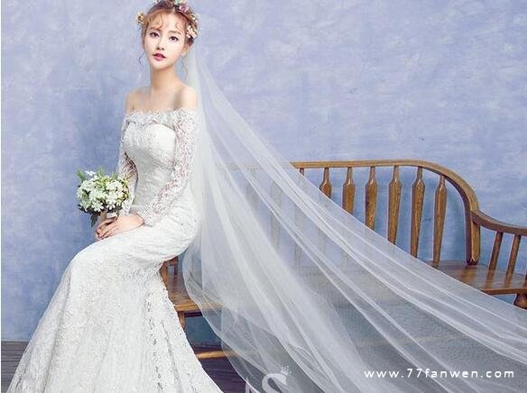 穿着婚纱拍照晒图的文案