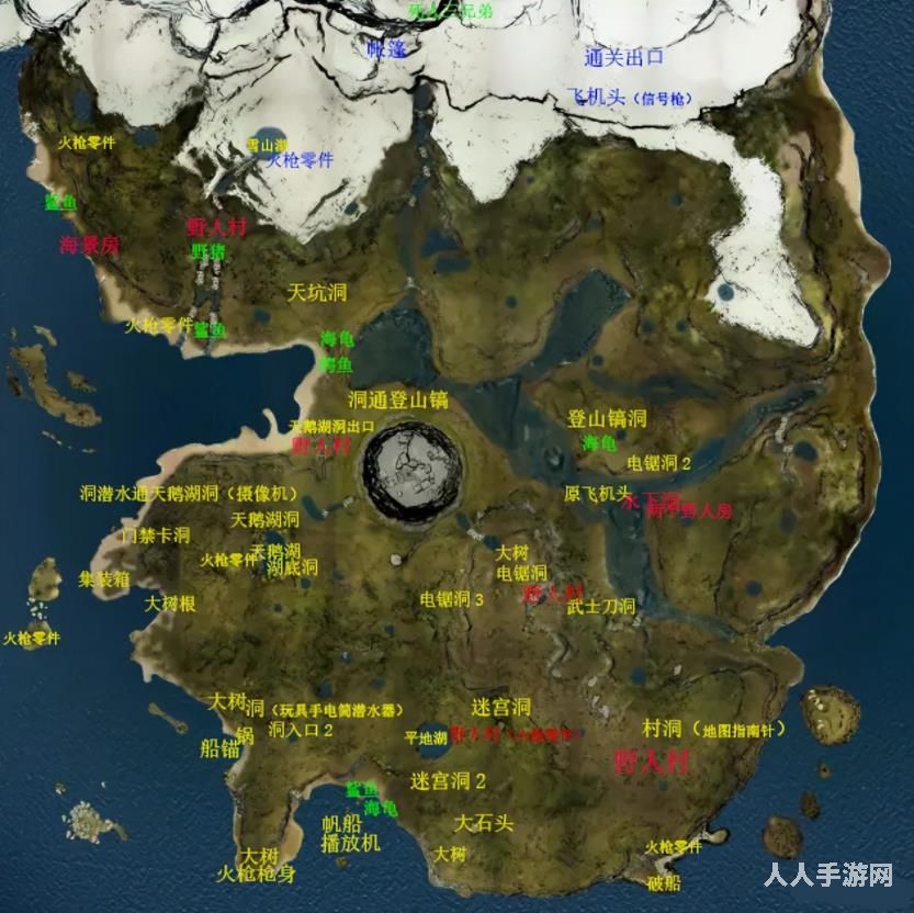 森林最新版本全岛地图 The Forest森林完整大地图一览
