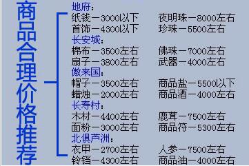 梦幻西游最新跑商路线 2020梦幻西游跑商价格表路线攻略