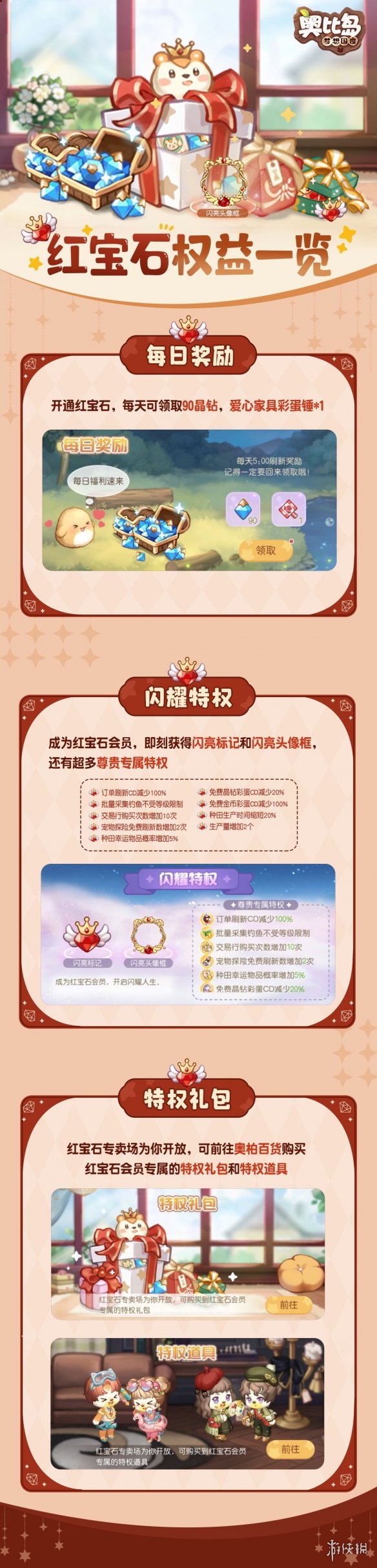 《奥比岛梦想国度》红宝石特权有哪些改变?红宝石特权展示