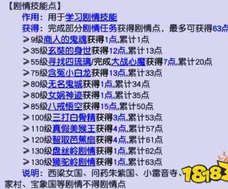 梦幻西游剧情点有多少 梦幻西游全部剧情任务获得