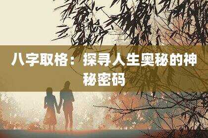 八字取格：探寻人生奥秘的神秘密码