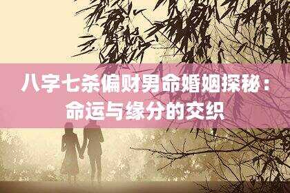 八字七杀偏财男命婚姻探秘：命运与缘分的交织