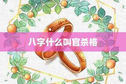八字什么叫官杀格
