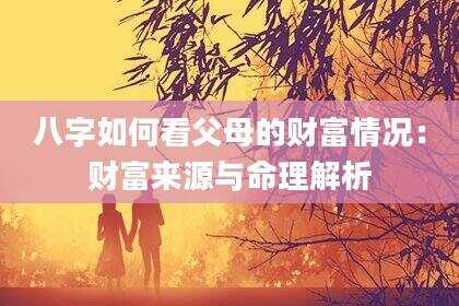 八字如何看父母的财富情况：财富来源与命理解析