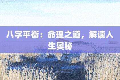 八字平衡：命理之道，解读人生奥秘