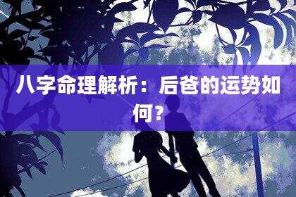 八字命理解析：后爸的运势如何？