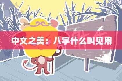 中文之美：八字什么叫见用