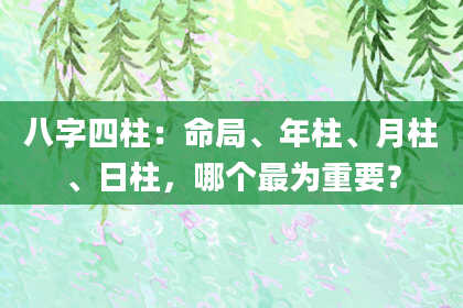 八字四柱：命局、年柱、月柱、日柱，哪个最为重要？